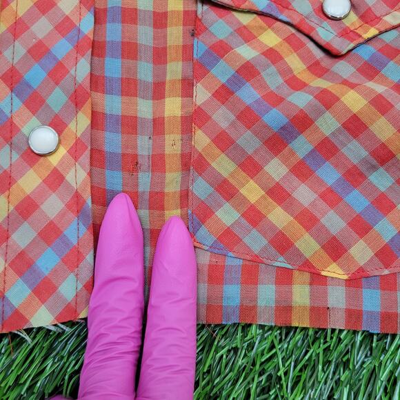 Vintage 80s Wrangler Cropped Snap Shirt Womens Large 22x15 - Picture 4 of 9